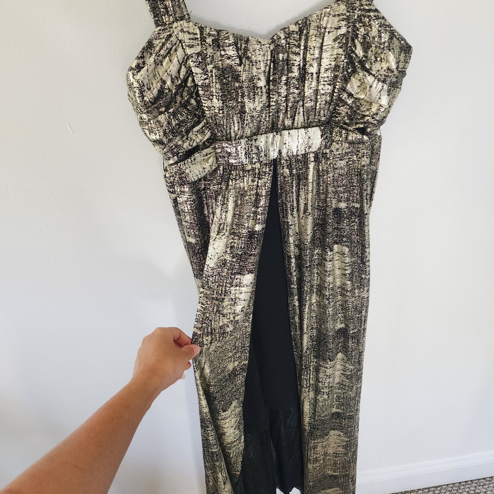 NWT Connected Apparel Womens Maxi Cocktail Dress - Black & Gold size 10 - Picture 7 of 9